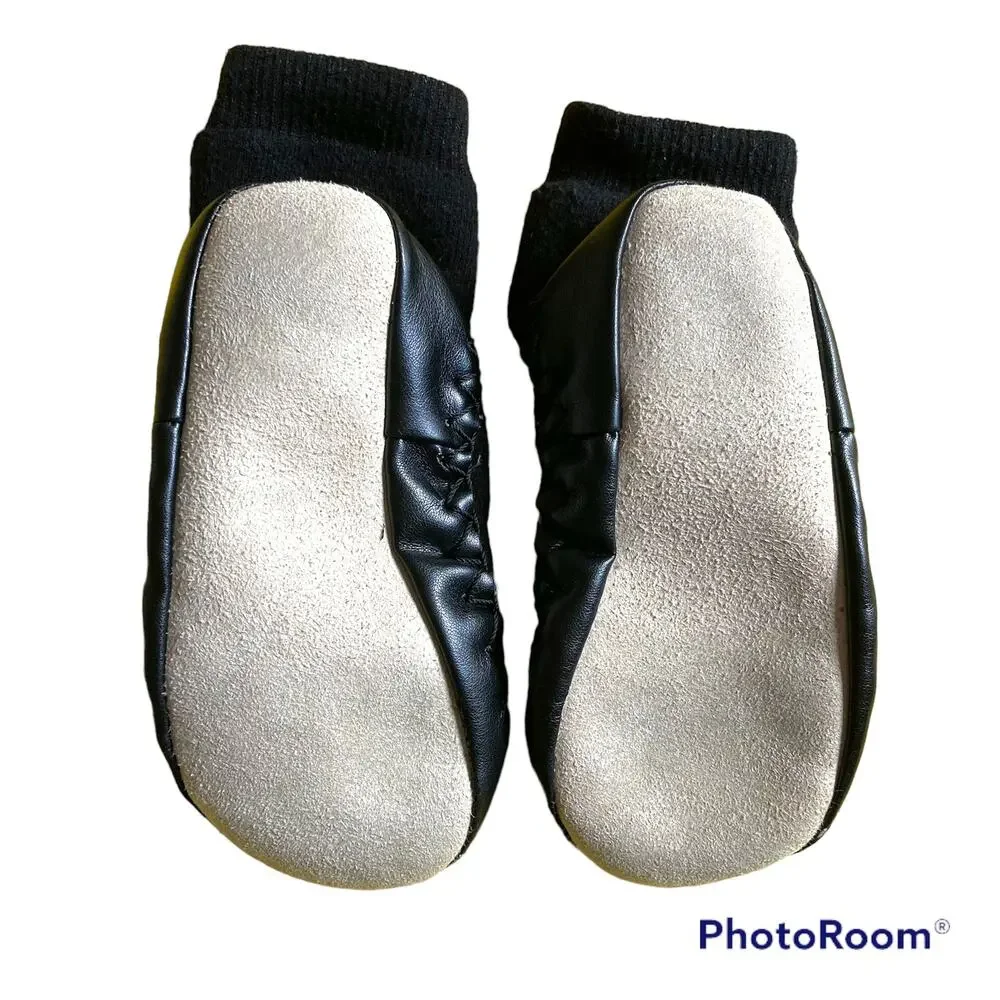 Ghost Moccasin Slipper Socks - Black White - 10-12T